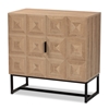 Baxton Studio Darien Modern and Contemporary Natural Brown Finished Wood and Black Metal 2-Door Storage Cabinet